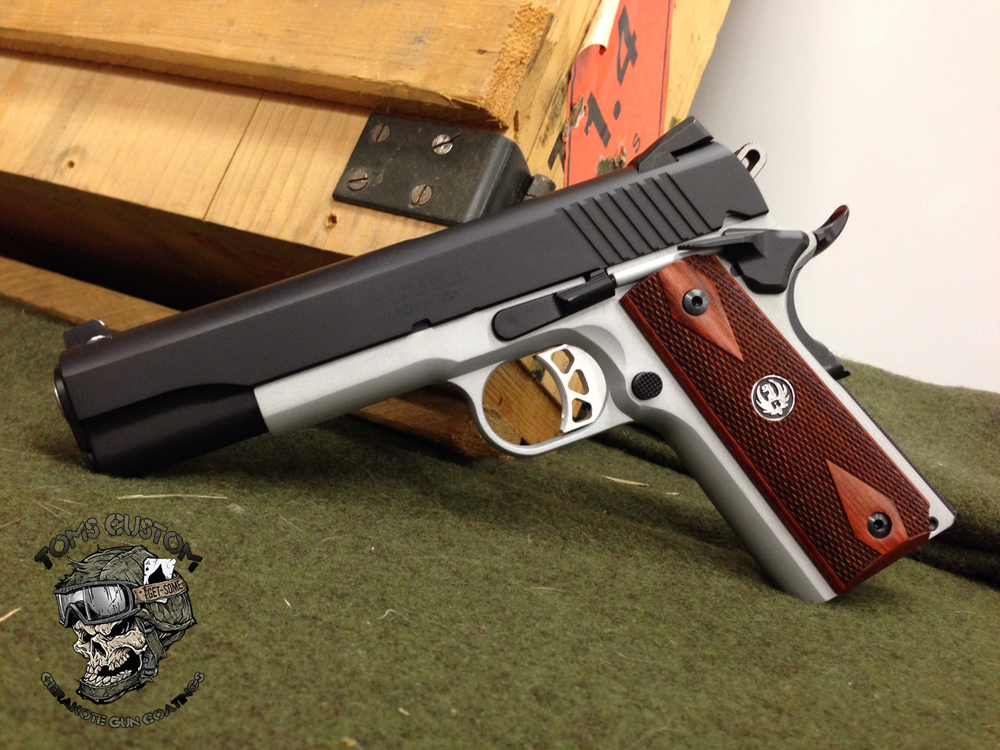 Ruger 1911 In Graphite Black and Crushed SIlver - Toms Custom Guns