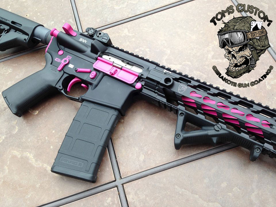 Beautiful AR in Sig Pink and Graphite Black - Toms Custom Guns.