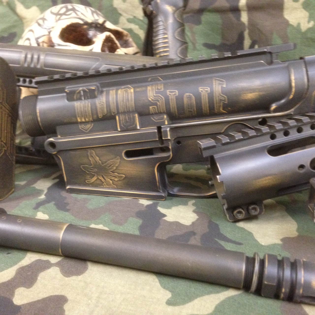OSU Distressed Theme AR10 Rifle - Toms Custom Guns