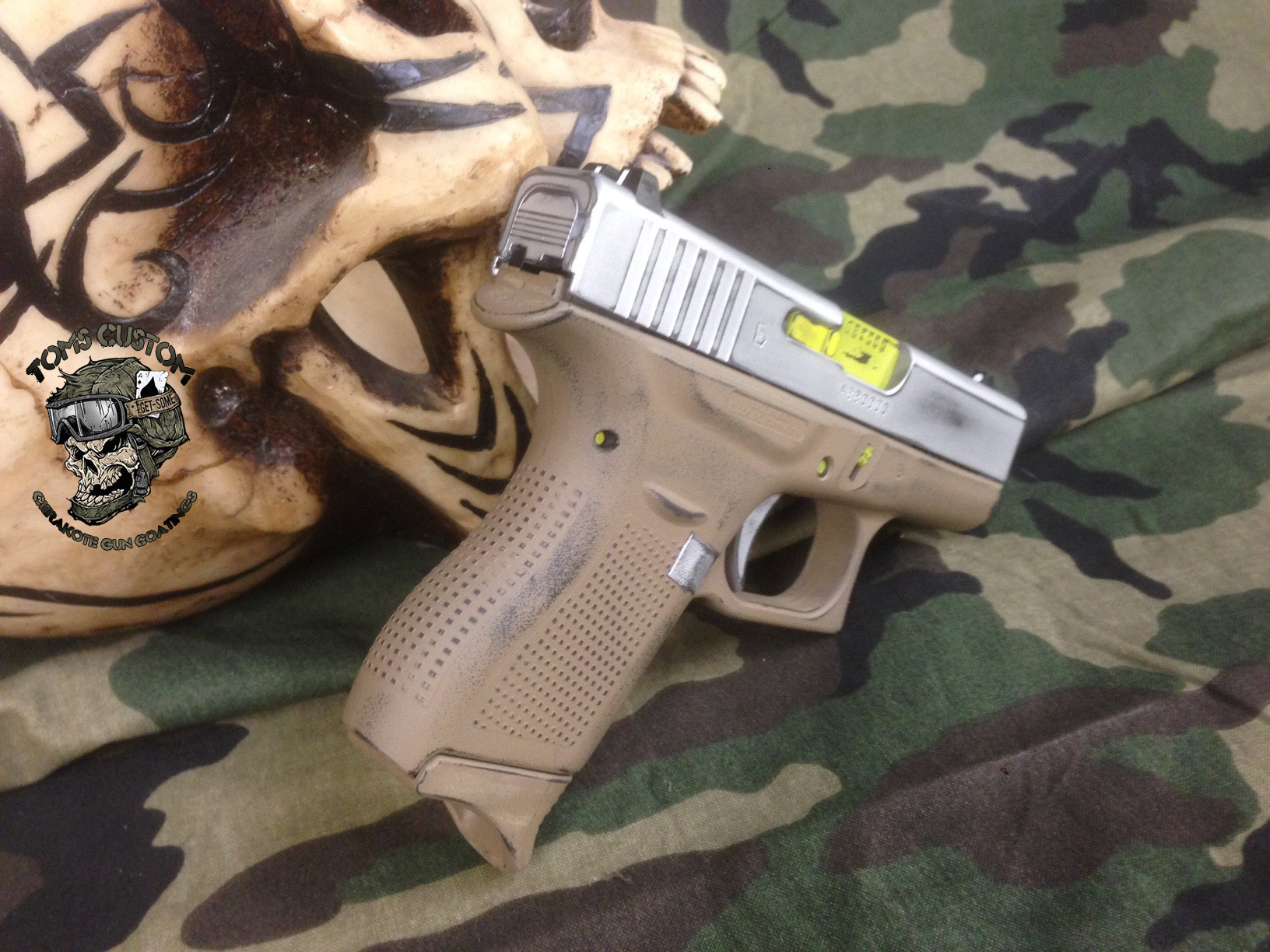 Glock 42 In Cerakote 3 color Deep Distress - Toms Custom Guns