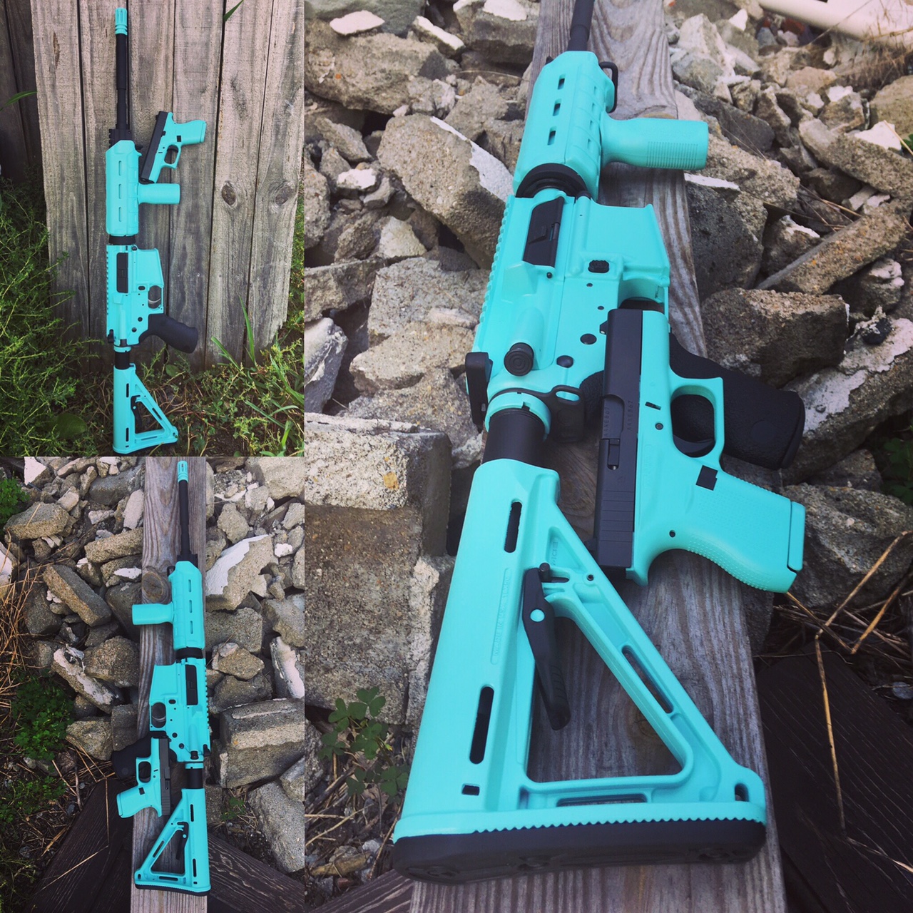 Tiffany Blue AR and Glock Duo - Toms Custom Guns