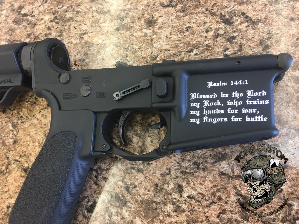 light surface mark Laser Engraved AR15 lower and the one on top is a slight...